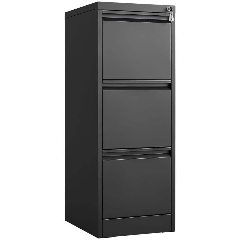 CSC DECOR INC 40.5 in. H x 17.7 in. D 3-Drawer Black Metal File Cabinet (Model # WZT1247P173369)