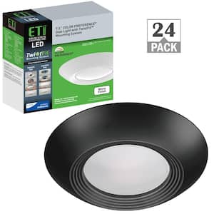 5 in./6 in. Disk Light with Black Trim Cover Integrated LED Flush Mount Ceiling Light 3000K Soft White (24-Pack)