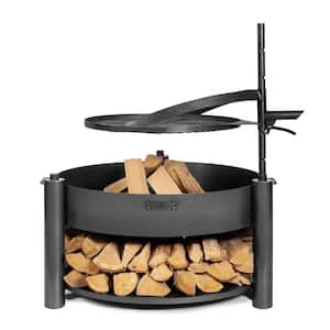 Cook King 111000 Montana X Fire Pit, 31.5 in. Diameter, Includes Adjustable Grate for Cooking, Wood Burning Fire Pit