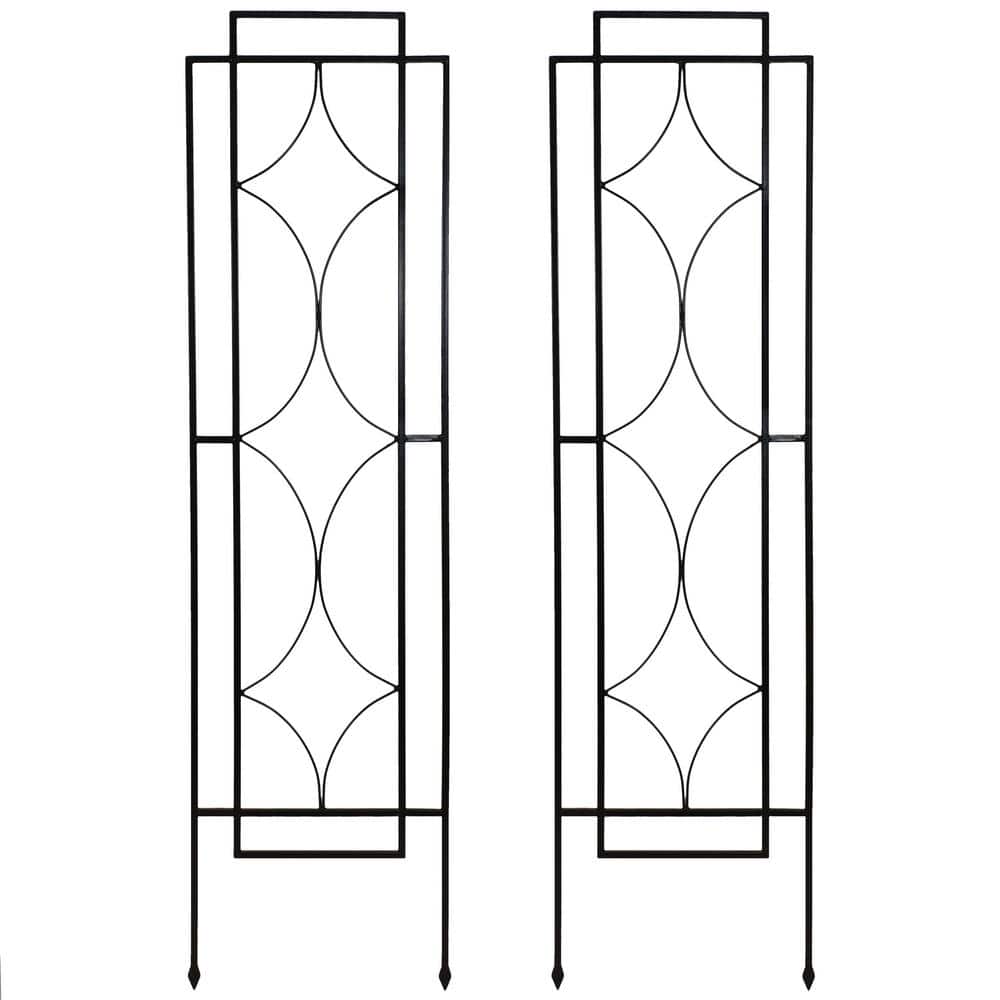 60" Black Steel Diamond Design Garden Trellis Set
