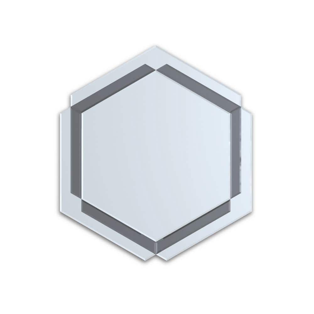 Modern Glamour The 28 in. W x 31.5 in. H Silver Hexagon Wall Decor Mirror-E