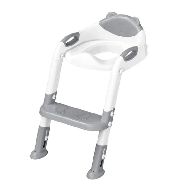 Reach 1.5 ft. Potty Training Seat with Step Stool Ladder Comfortable Safe Potty Seat with Anti-Slip Pads Ladder Grey