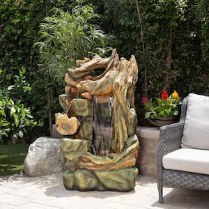 55 in. Tall Outdoor Natural Cascading Waterfall Fountain with LED Lights