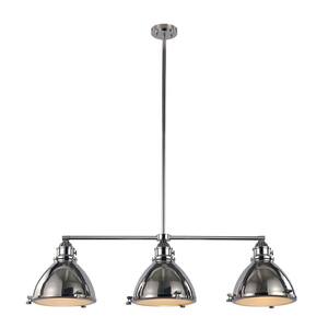 Performance 3-Light Polished Nickel Hanging Kitchen Island Pendant Light with Metal Shades