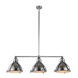 Performance 3-Light Polished Nickel Kitchen Island Pendant Light Fixture with Metal Shades