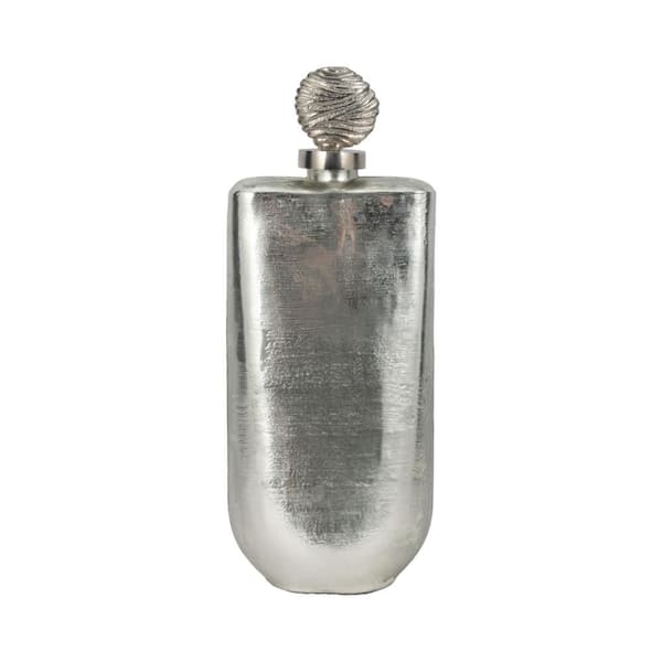 Liv & Skye 19 in. Silver Glass Metallic Bottle with Orb Top