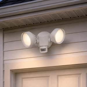 3400 Lumen White Aluminum Motion Sensing Dusk to Dawn Integrated LED Round Floodlight