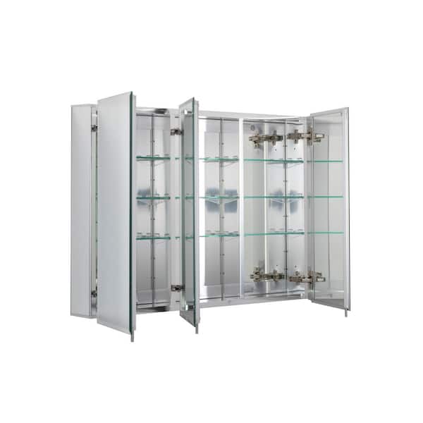 Croydex 36 in. W x 26 in. H x 5-1/4 in. D Frameless Aluminum Recessed or Surface-Mount Medicine Cabinet with Easy Hang System