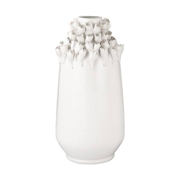 Titan Lighting Textured Top 21 in. Ceramic Decorative Vase in White