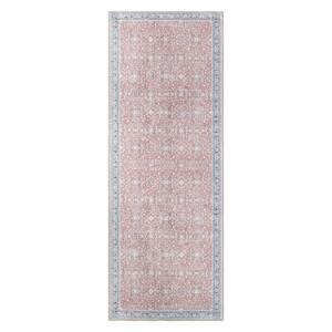 Transitional Bordered Floral Machine Washable 2'6"x10' Rust Runner Rug