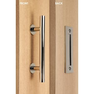 Contemporary 12 in. Polished Chrome Ladder Pull and Flush Sliding Barn Door Handle