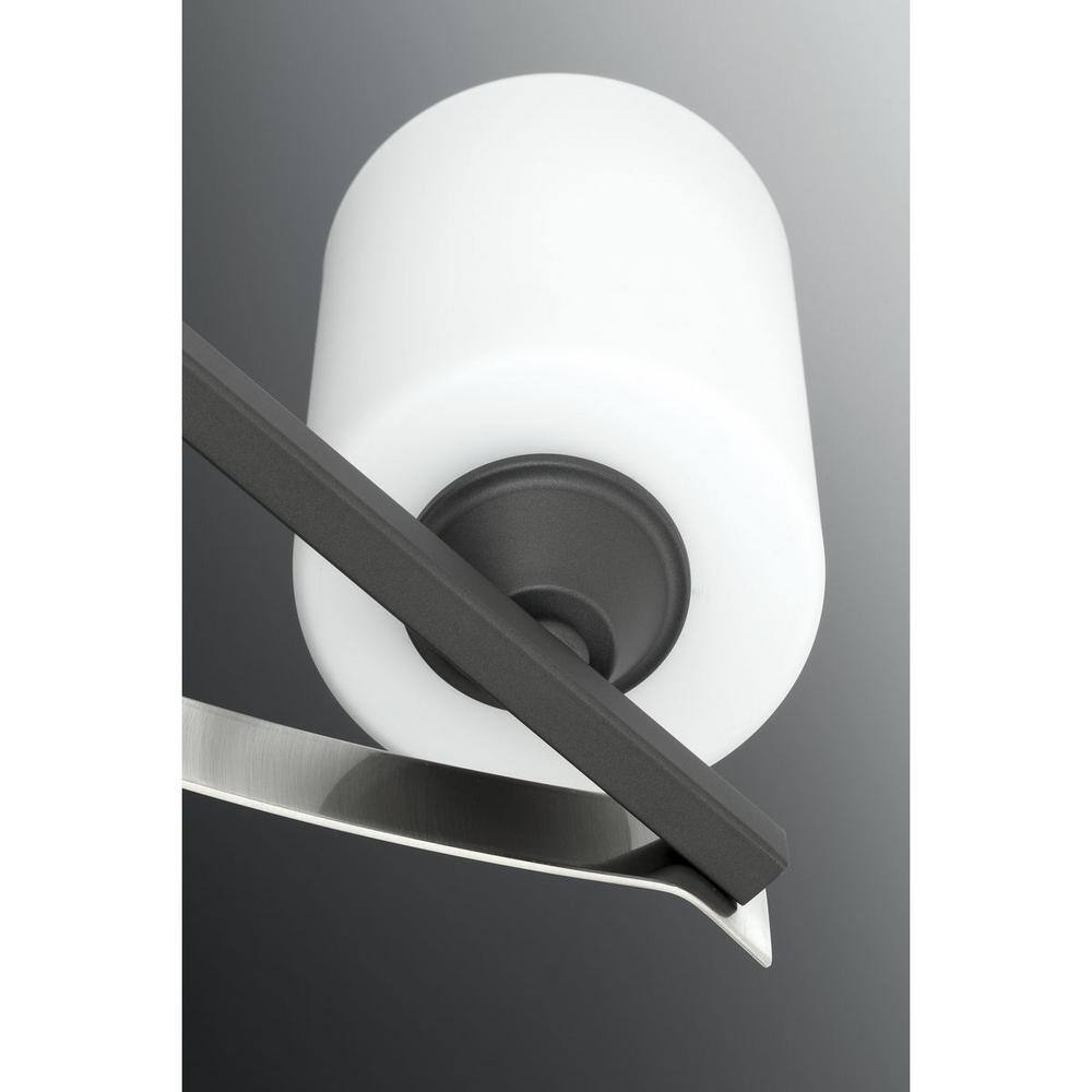 Graphite and Brushed Nickel Modern Wall Sconce with Etched Glass Shade