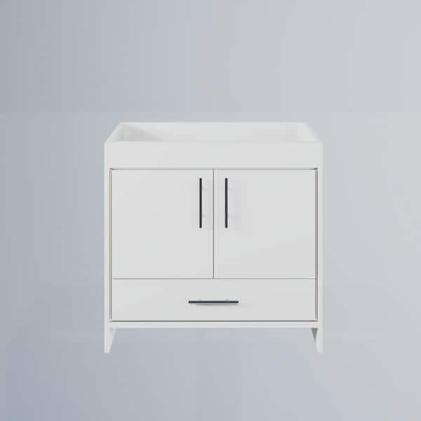 VOLPA USA AMERICAN CRAFTED VANITIES Pacific 36 in. W x 18 in. D x 33.88 in. H Bath Vanity Cabinet without Top in Glossy White