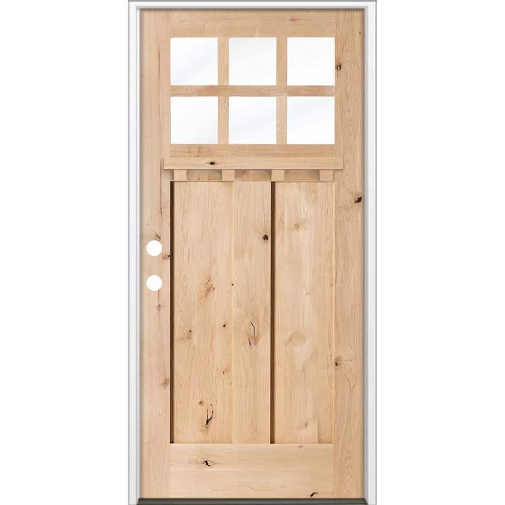 32 in. x 80 in. Knotty Alder Right-Hand/Inswing 6 Lite Beveled Clear Glass Unfinished Wood Prehung Front Door with DS price history on PriceWatchPro