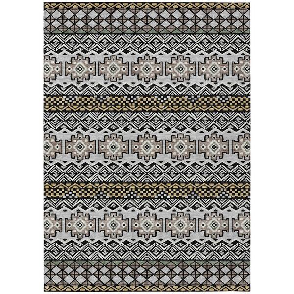 Chantille Machine Washable Indoor/Outdoor Abstract ACN2760 Black 10 ft. x 14 ft. Area Rug