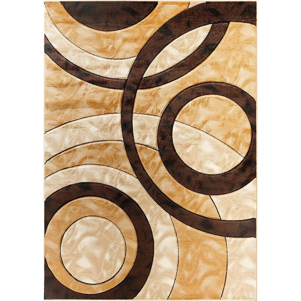 Unbranded Brown Polypropylene 4 ft. x 6 ft. Geometric Indoor Area Rug