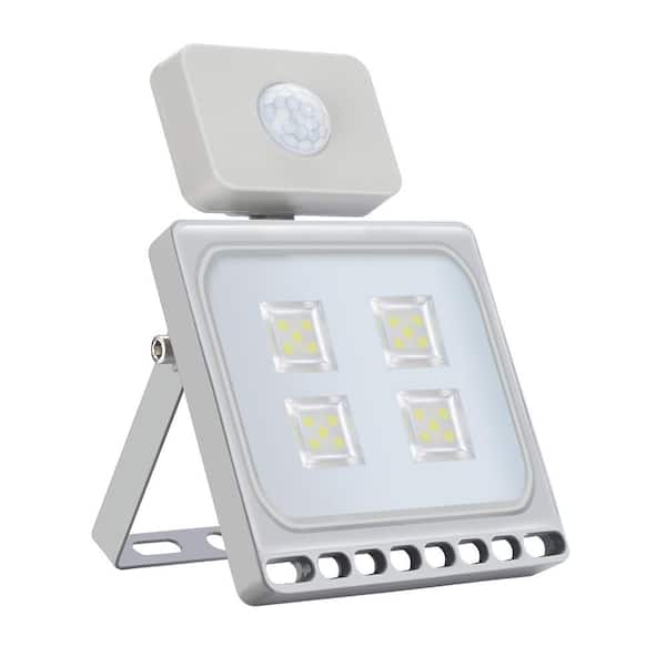 CIPACHO 20-Watt 120-Degree Gray Cool White Light Motion Activated Integrated LED Outdoor Thin Flood Light