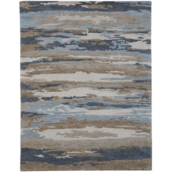 Abstract 8 x 10 Water Blue Abstract Pattern Area Rug for High Traffic Living Room Dining Room Bedroom