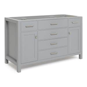 Bristol 54 in. W x 21.5 in. D x 34.5 in. H Freestanding Bath Vanity Cabinet without Top in Grey