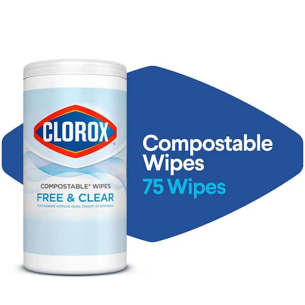 Clorox 75-Count Free & Clear Compostable All-Purpose Cleaning Wipes