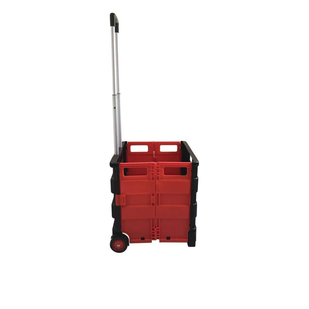 Large Foldable Plastic Trolley Crate In Black Red Zy Lc Br The Home Depot