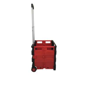 Large Foldable Plastic Trolley Crate in Black & Red