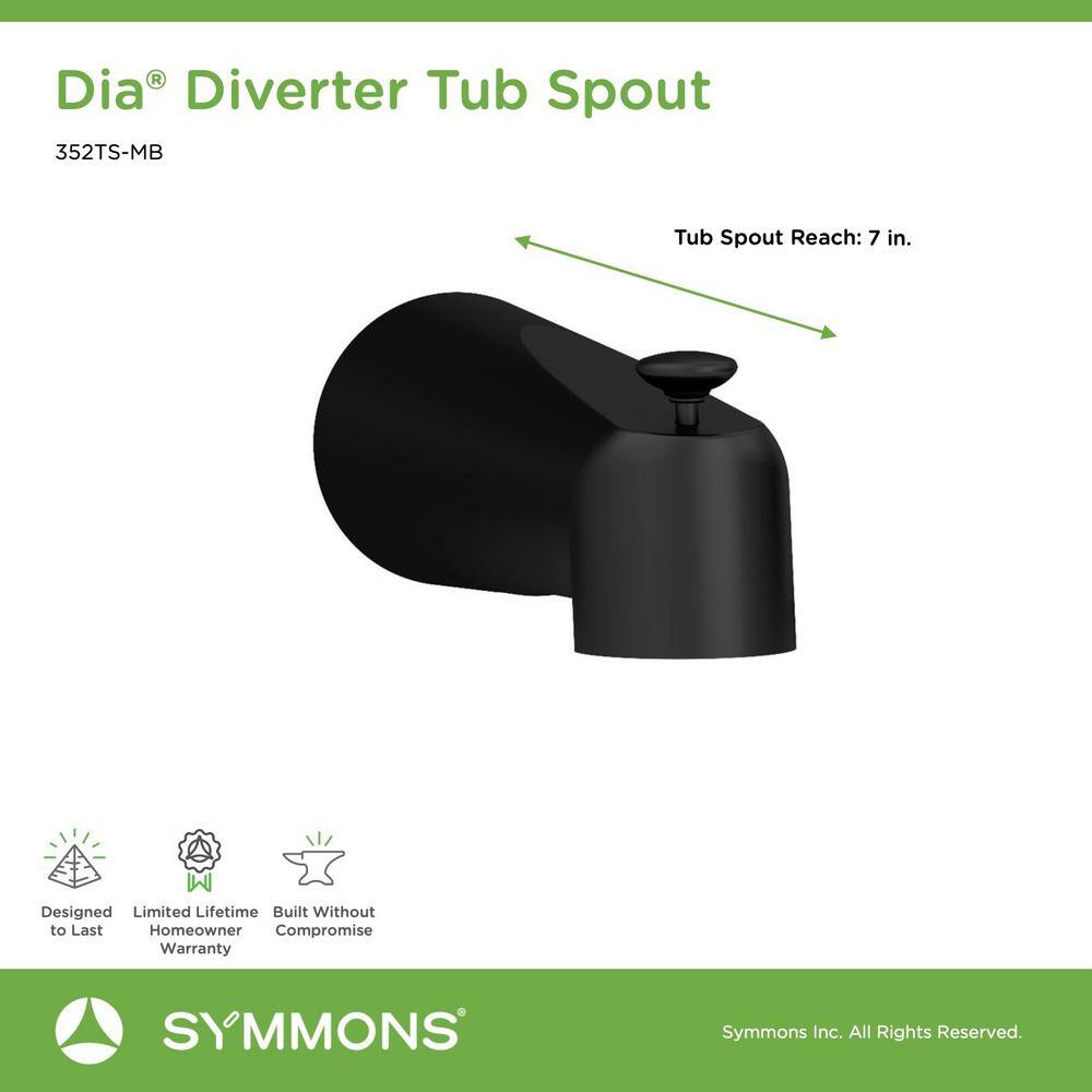 Contemporary 7" Chrome Wall-Mounted Tub Spout with Diverter