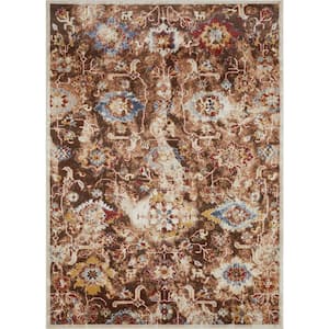 Alsbrooke Amibell Brown 6 ft. 7 in. x 9 ft. 2 in. Tribal Polypropylene Area Rug