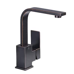 Modern Single-Hole Bar Faucet 1-Handle with Water Supply Line in Oil Rubbed Bronze
