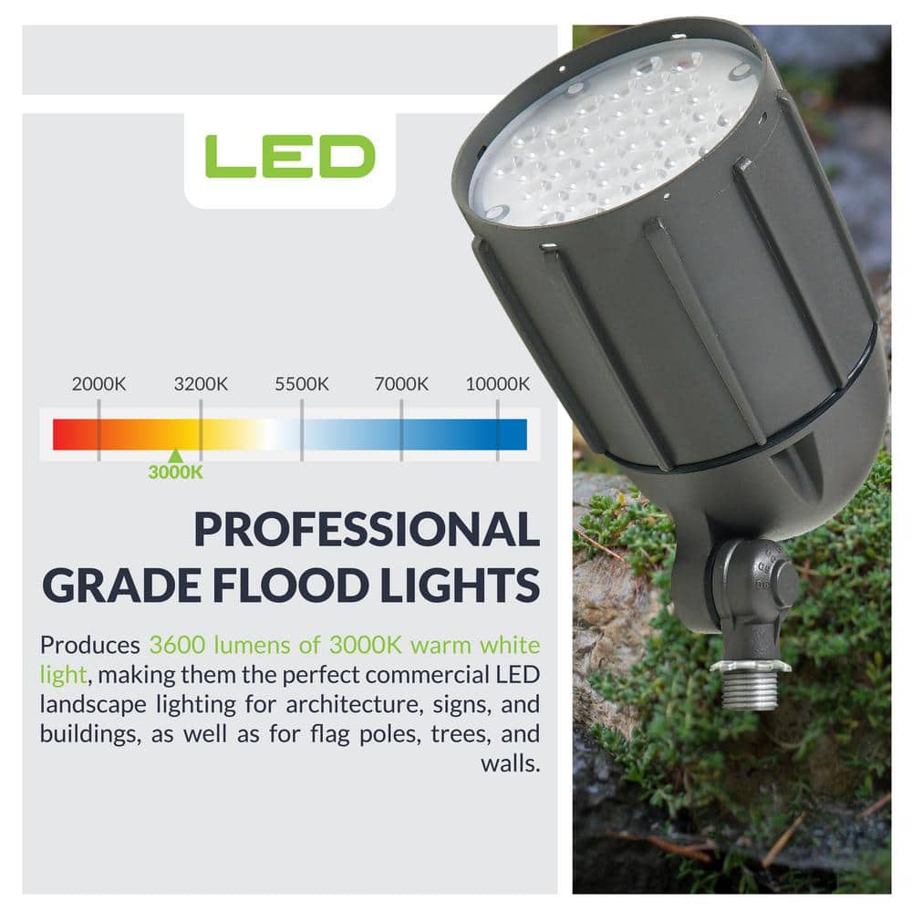 30W Bronze Integrated LED Outdoor Flood Light with Adjustable Mount