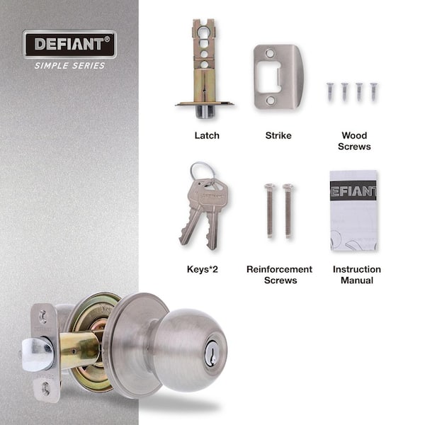 Defiant Ball Satin Nickel Keyed Entry Door Knob TWX200B - The Home