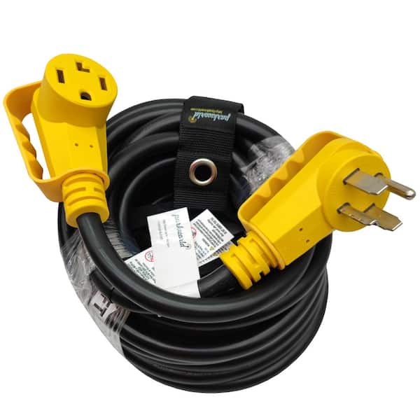 50 ft. 10/4 30 Amp 125/250-Volt Indoor/Outdoor 4 Prong NEMA 14-30 Dryer Extension Cord with Handle, Lighted end, Black
