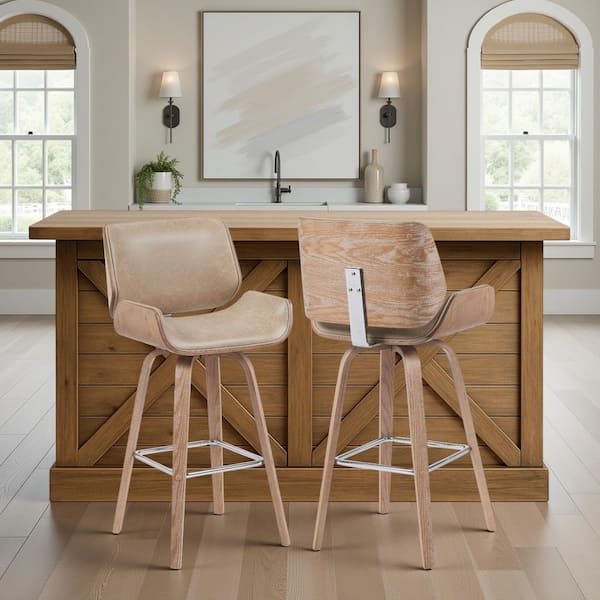 Armen Living Tyler 42 H Brown Natural Curved Back Wood Bar