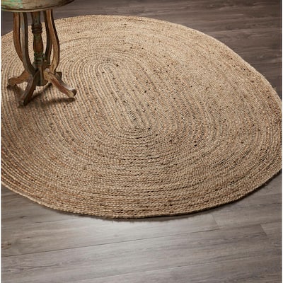 Natural Jute Natural/Gray 7 ft. x 9 ft. Oval Indoor Area Rug