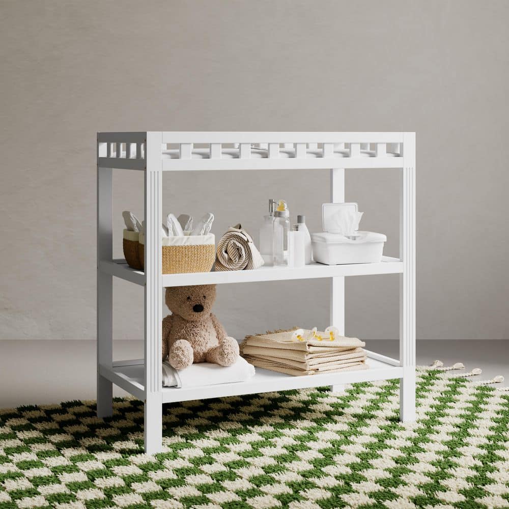Morningside White Changing Table with Water-Resistant Changing Pad