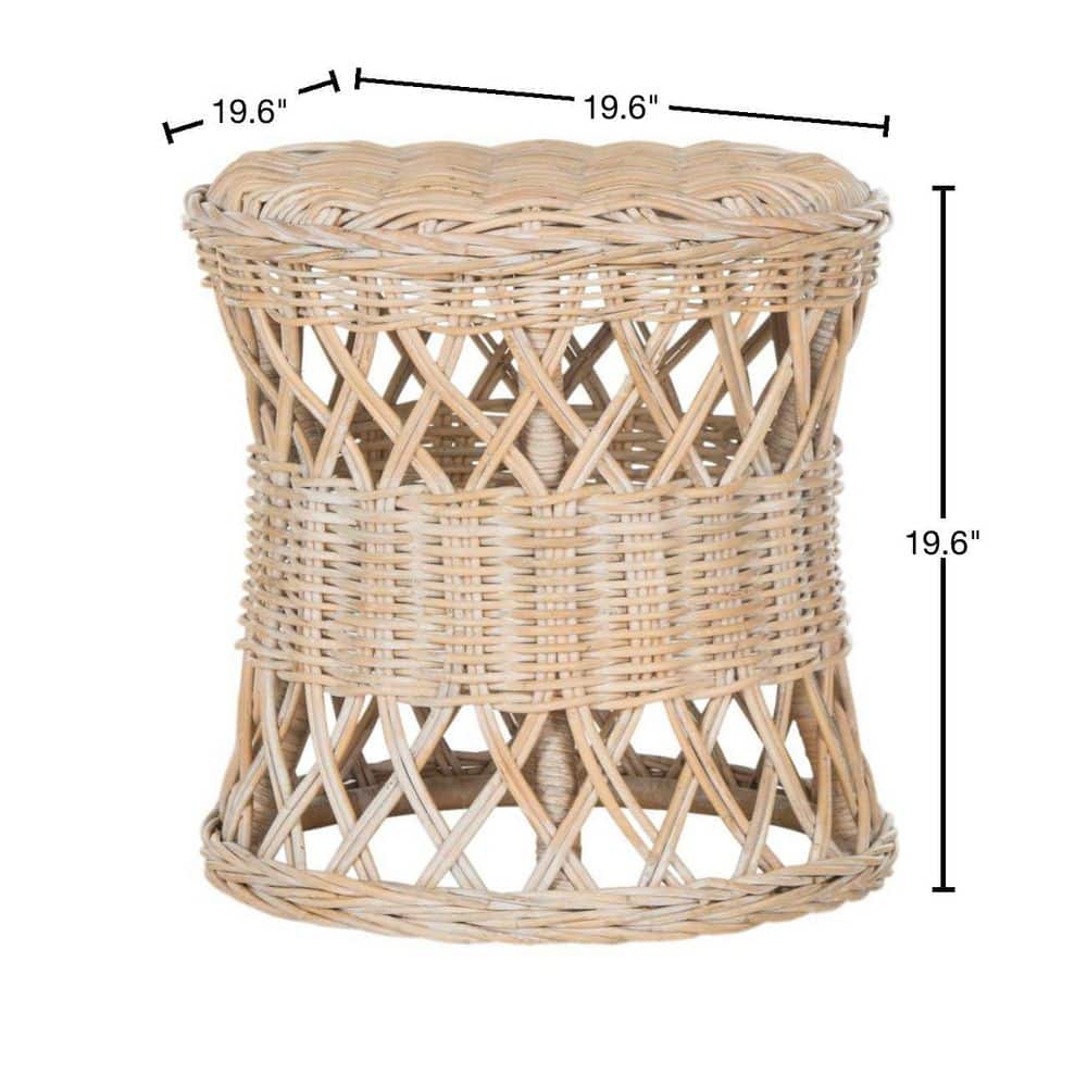 Tropical Breeze 20" Natural Kubu Rattan Round Accent Table