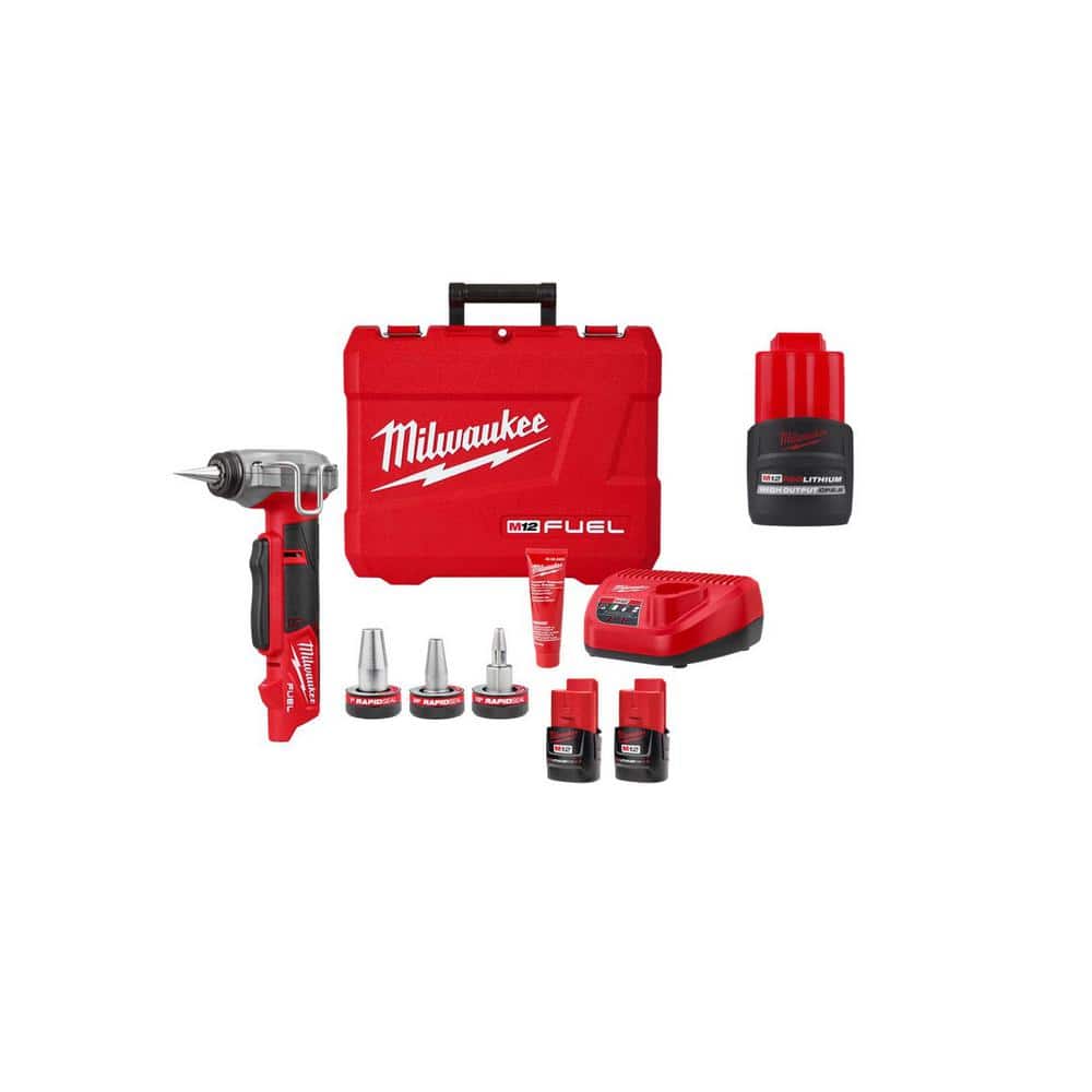 Milwaukee M12 FUEL ProPEX Expansion Tool Kit with 1/2 in.-1 in. RAPID SEAL ProPEX Expansion Heads & M12 High Output 2.5 Ah Battery -  2532-22-48-1
