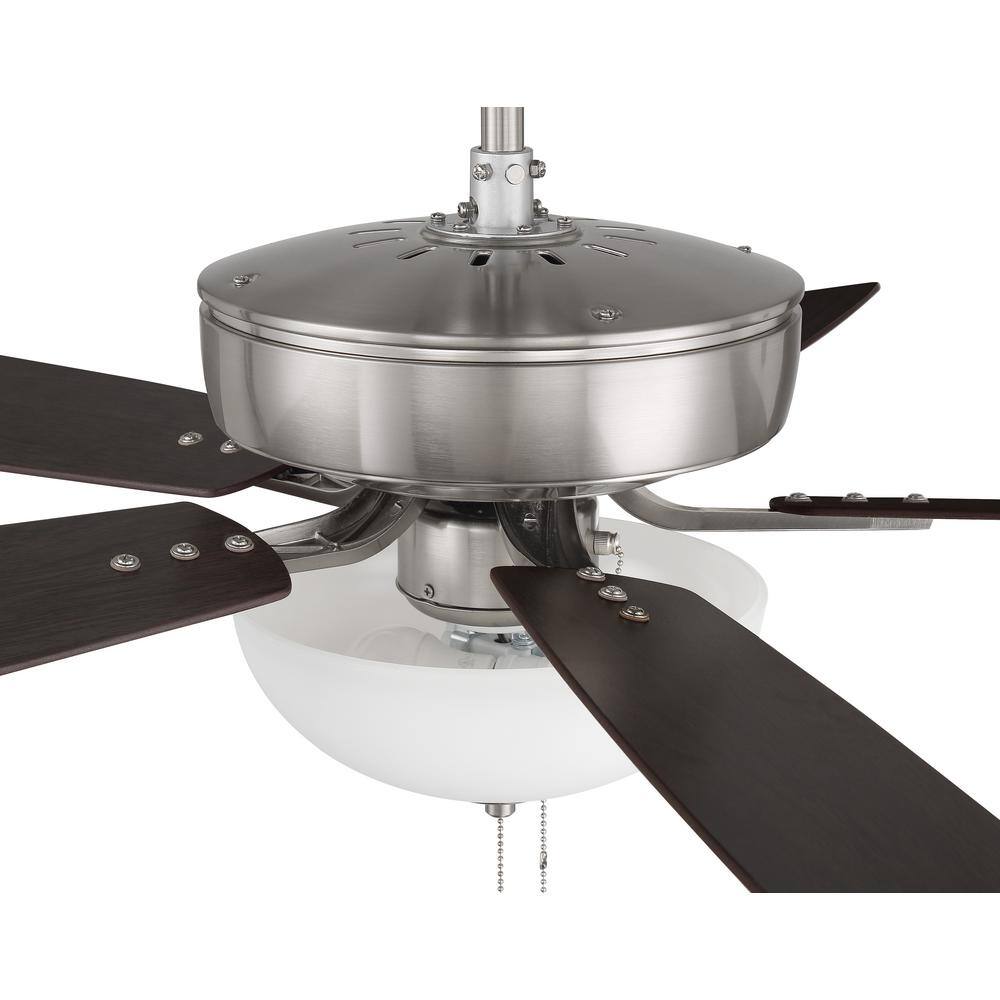 Brushed Polished Nickel 52" Ceiling Fan with Frosted Glass Bowl Light