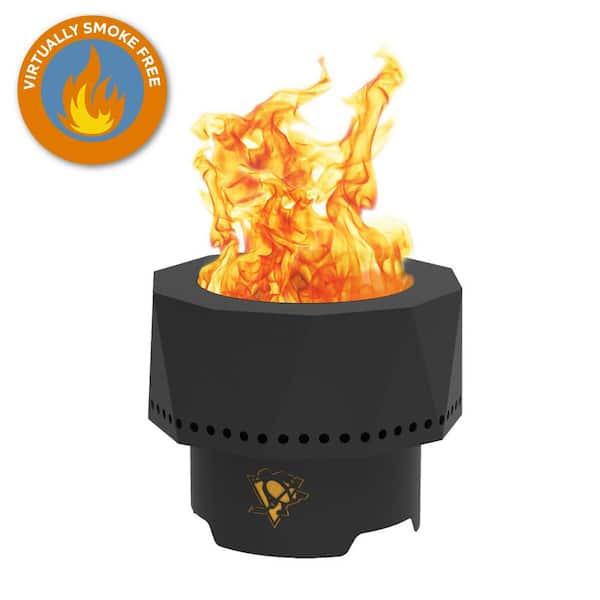 The Ridge NHL 15.7 in. x 12.5 in. Round Steel Wood Pellet Portable Fire Pit - Pittsburgh Penguins