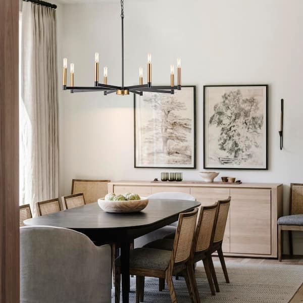EDISLIVE 8-Light Linear Candle Style Classic Black and Gold