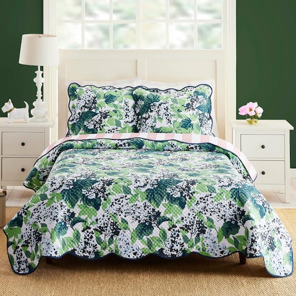 MAKERS COLLECTIVE Sag Harbor Summer Green Cotton 3-Piece King Quilt Set