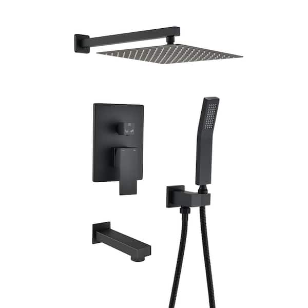 YASINU Single Handle 1-Spray Rainfall Tub and Shower Faucet with Shower Handheld in Matte Black (Valve Included?