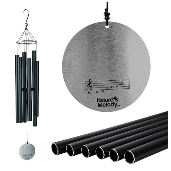Aureole Tunes Wind Chimes 42 in. Outdoor Windchime with 6-Tubes Tuned to C Pentatonic Scale - Black