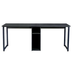 78.7 in. 2-Person Desk Black Wood 2-Person Writing Desk with Storage