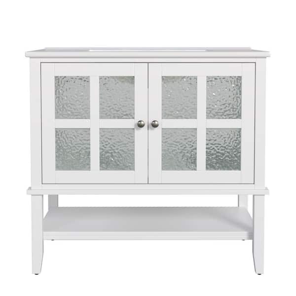 36 in. Freestanding White Bath Vanity with White Ceramic Top Unassembled