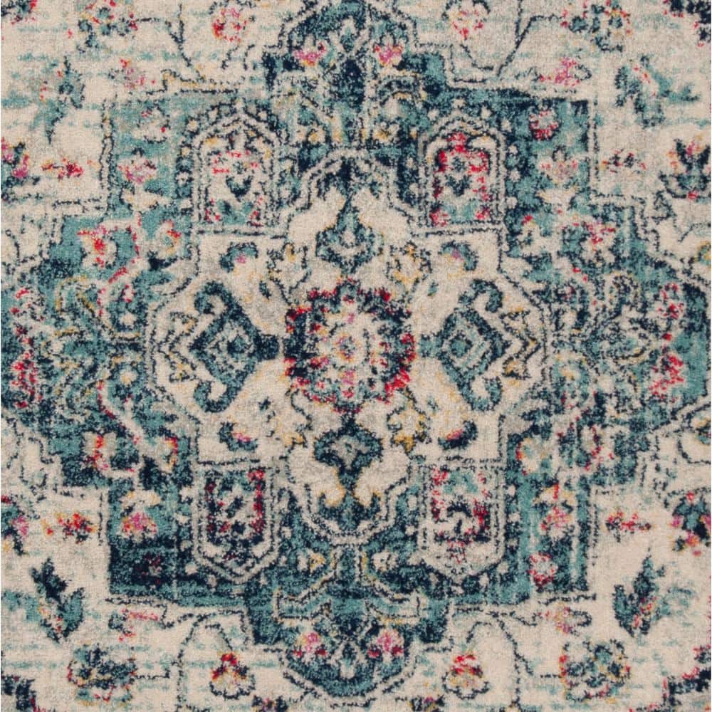 Navy and Fuchsia Rectangular Reversible Synthetic Rug, 6' x 9'