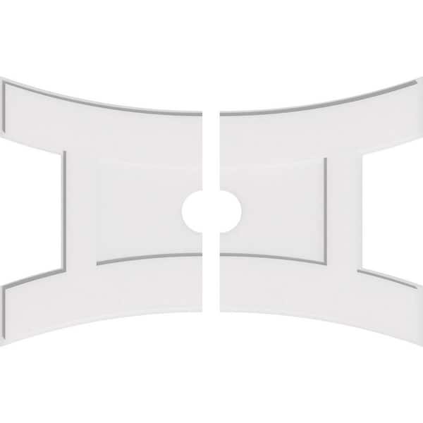Ekena Millwork 38 in. W x 25-3/8 in. H x 4 in. ID x 1 in. P Haven Architectural Grade PVC Contemporary Ceiling Medallion (2-Piece)
