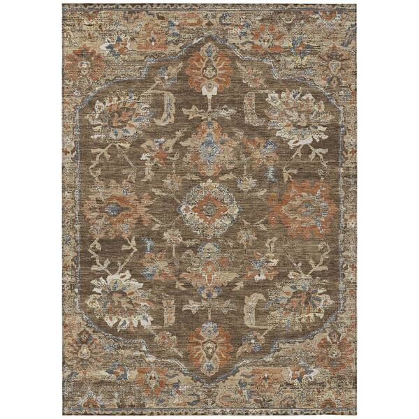 Chantille Machine Washable Indoor/Outdoor Abstract ACN2793 Chocolate 8 ft. x 10 ft. Area Rug