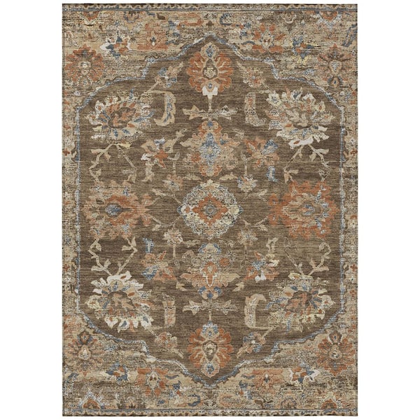 Chantille Machine Washable Indoor/Outdoor Abstract ACN2793 Chocolate 9 ft. x 12 ft. Area Rug