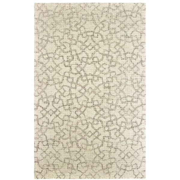4 ft. x 6 ft. Beige Geometric Washable Runner Area Rug